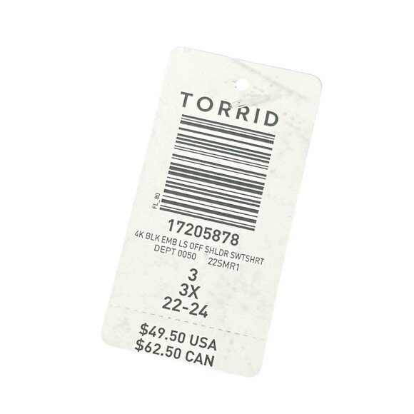 Torrid Womens Black Off-The-Shoulder Embroidered Sweatshirt SZ 3X 22-24 Pullover - Picture 5 of 13